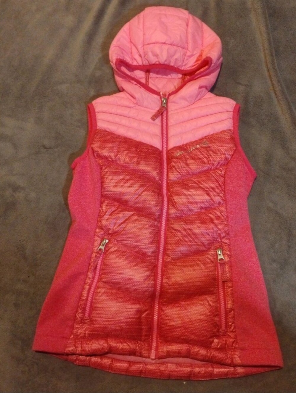 Free Country Girls Down Puffer Vest Hooded Pink - Size M (10/12)